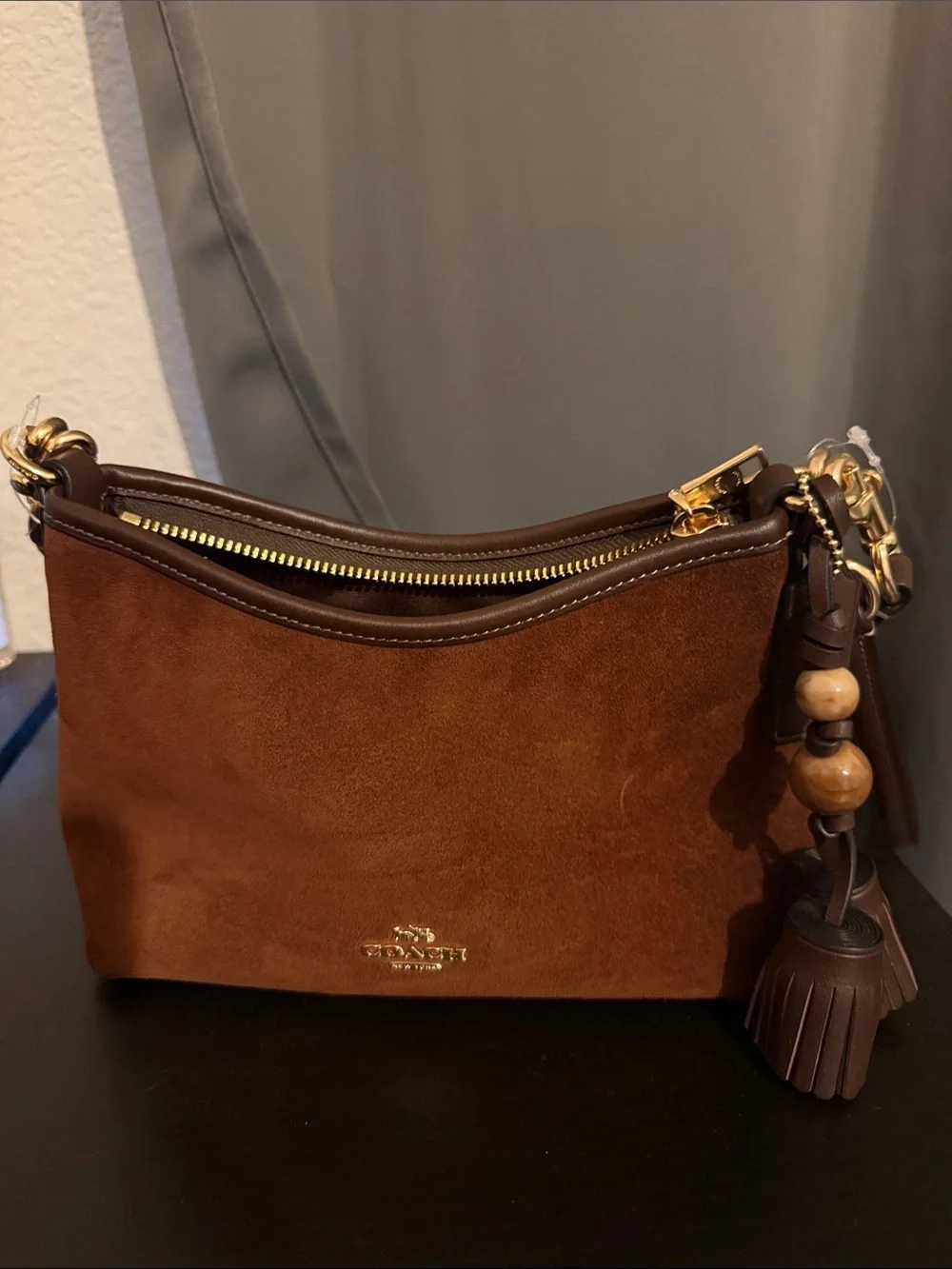 Coach Outlet Laurel Suede Small Shoulder Bag With Tassels
